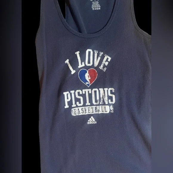 Vintage Adidas Blue Pistons Basketball Tank Top - Picture 2 of 3